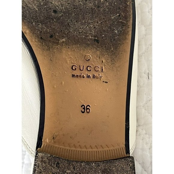 Gucci White Leather Loafers with Gold Hardware - Picture 9 of 10
